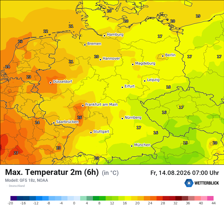 Modellkarte GFS – tmax6h – deutschland