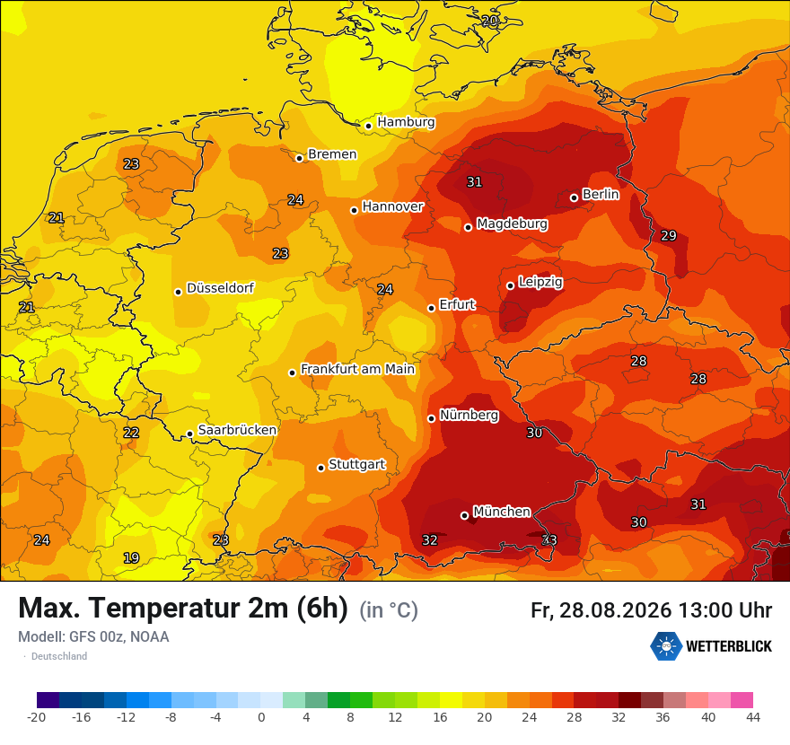 Modellkarte GFS – tmax6h – deutschland