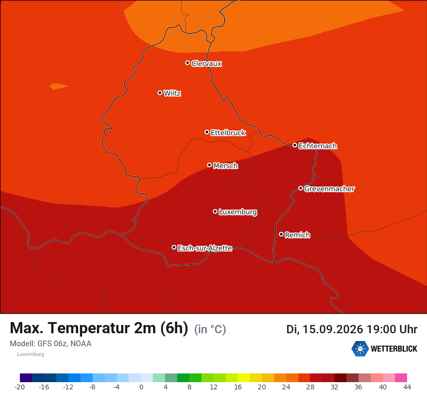 Modellkarte GFS – tmax6h – luxemburg