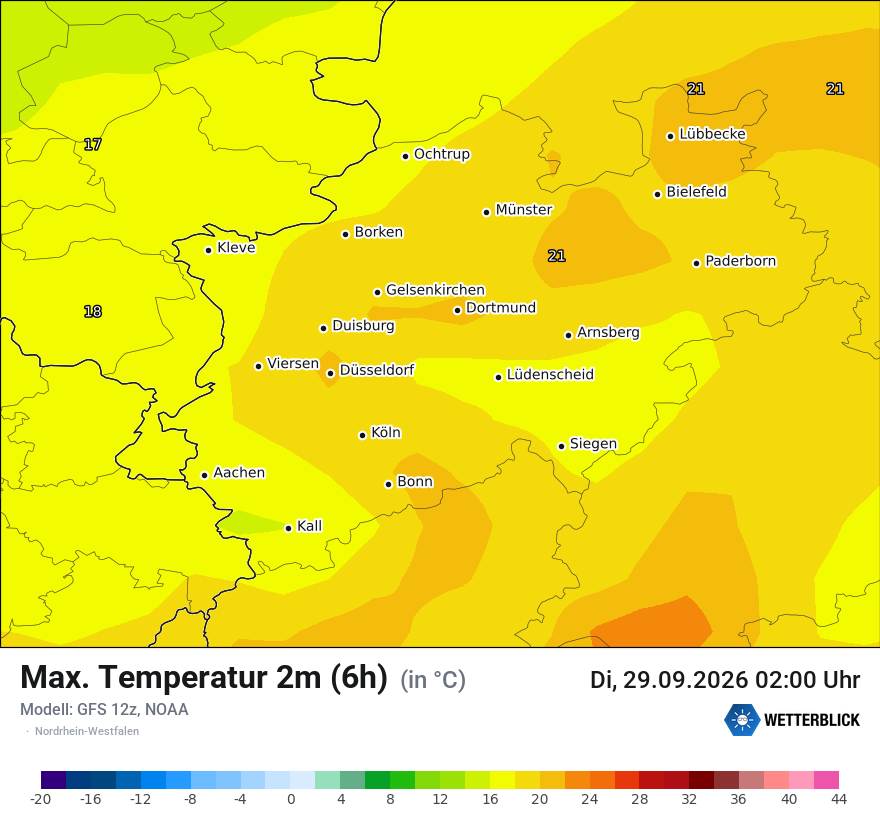 Modellkarte GFS – tmax6h – nrw