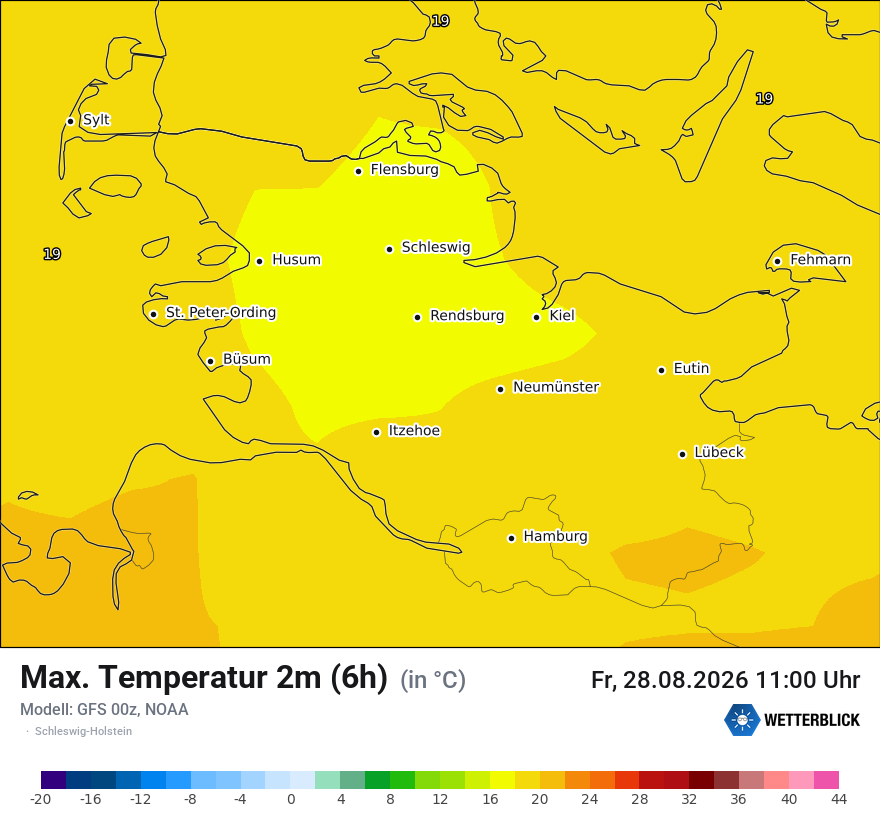 Modellkarte GFS – tmax6h – sh