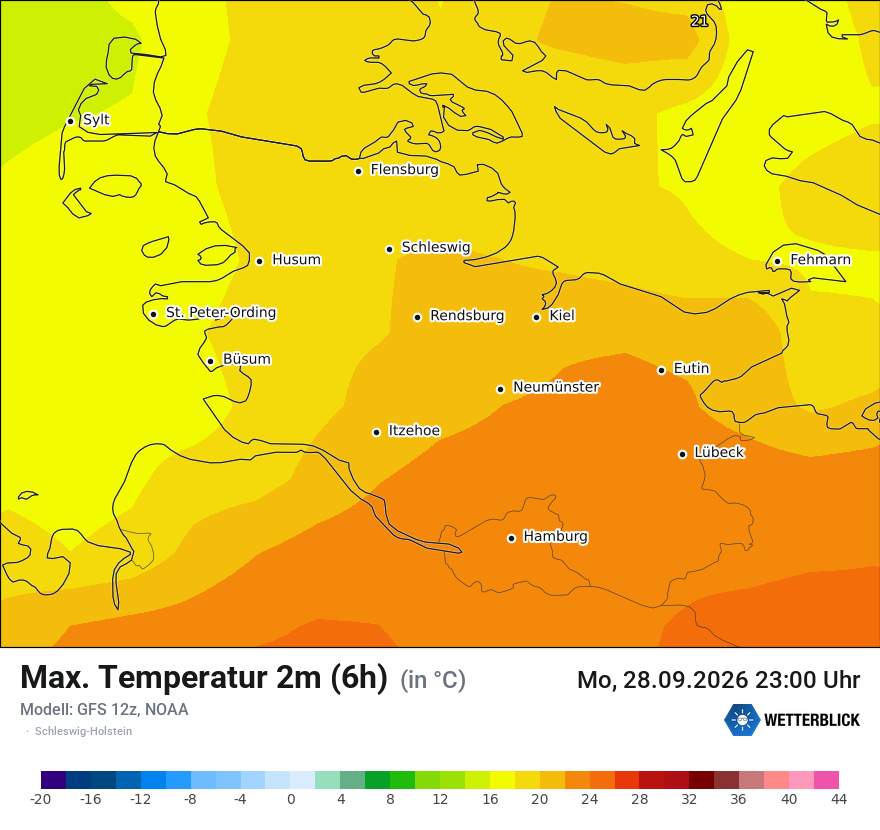 Modellkarte GFS – tmax6h – sh