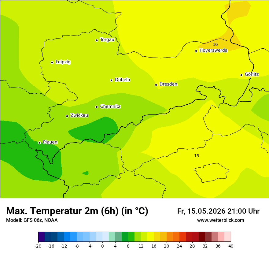 Modellkarte GFS – tmax6h – sn