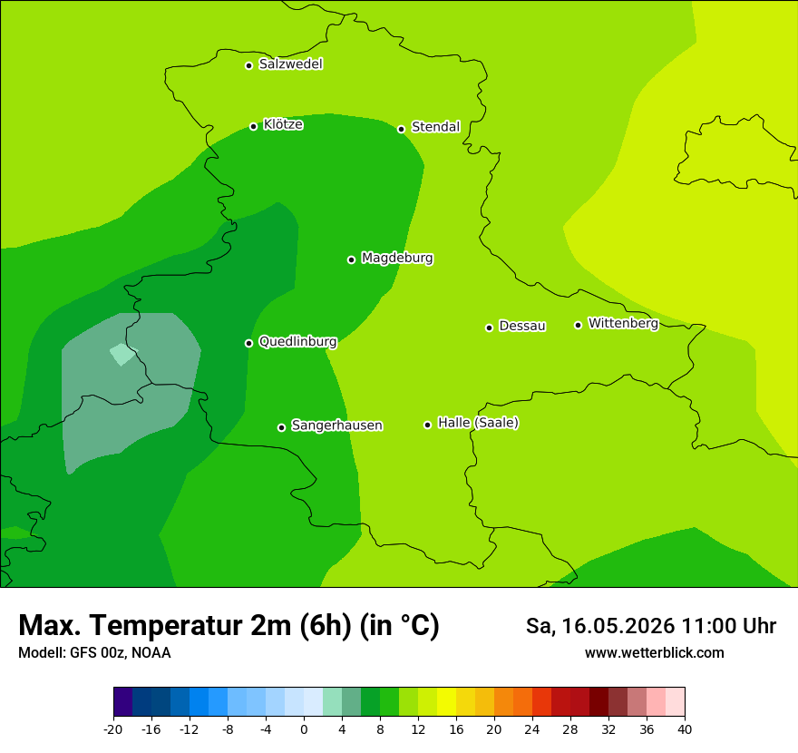 Modellkarte GFS – tmax6h – st