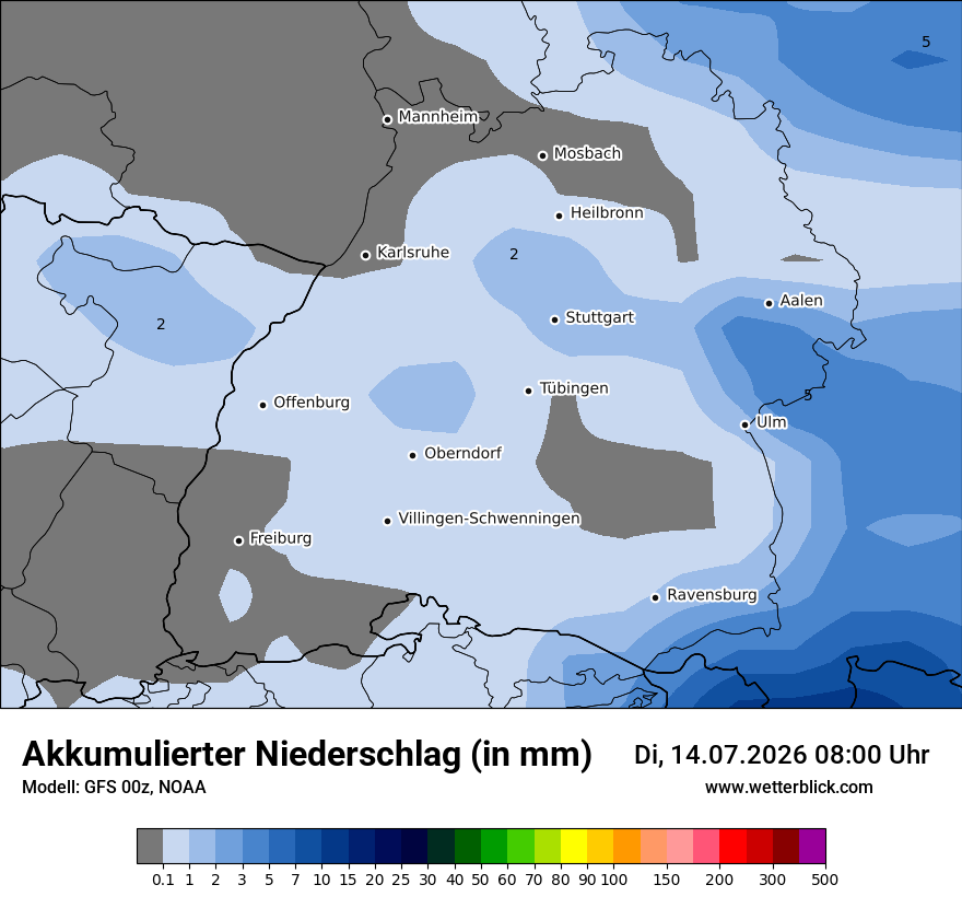 Modellkarte GFS – tot_prec – bw