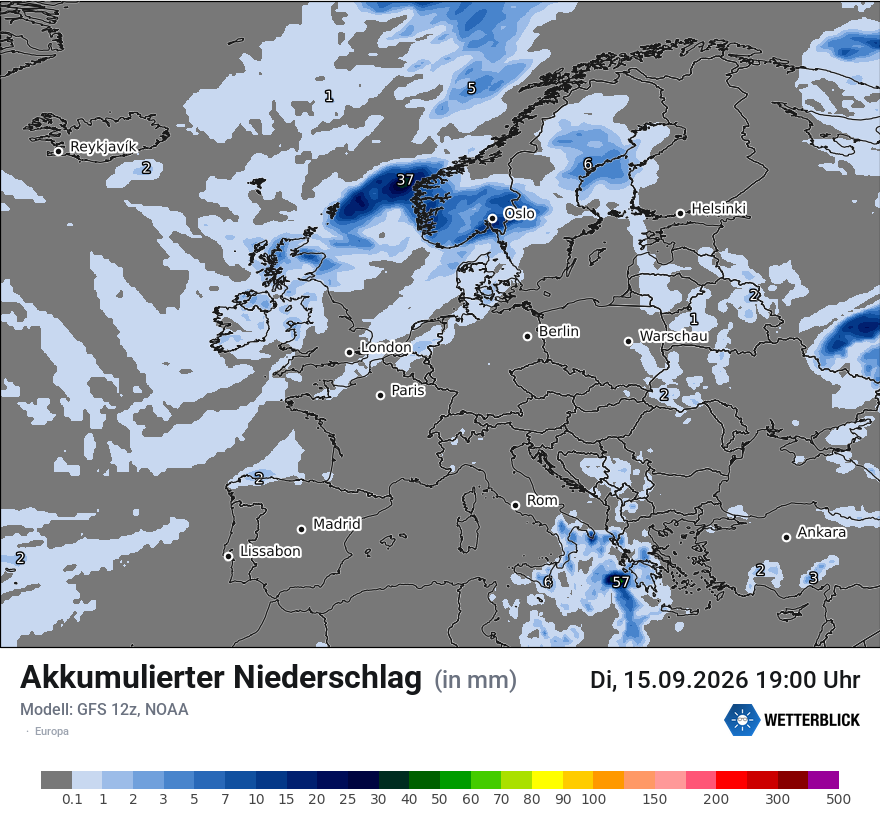 Modellkarte GFS – tot_prec – europa