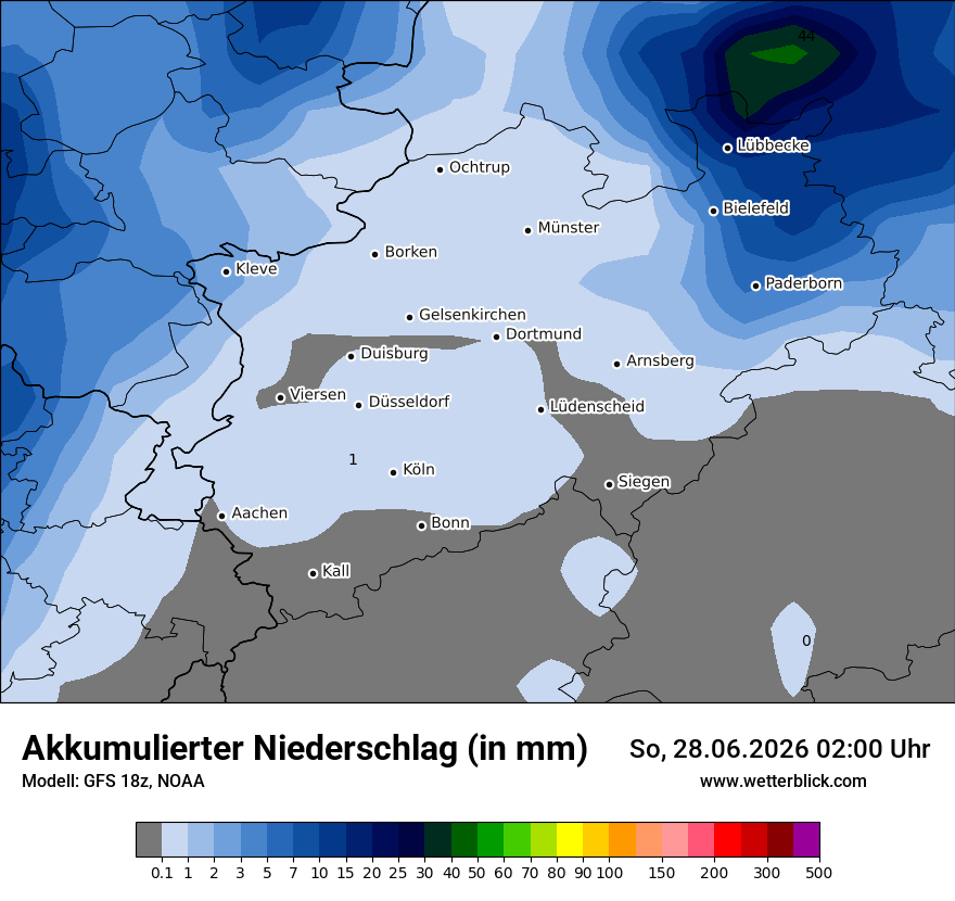 Modellkarte GFS – tot_prec – nrw