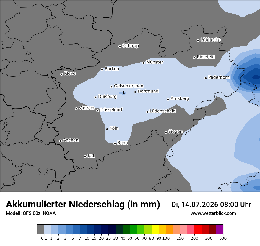 Modellkarte GFS – tot_prec – nrw