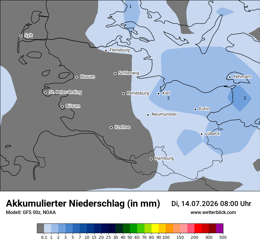 Modellkarte GFS – tot_prec – sh