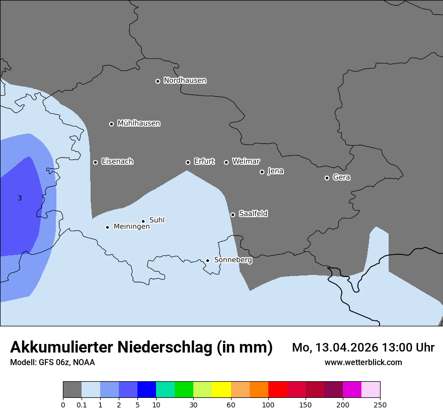 Modellkarte GFS – tot_prec – th
