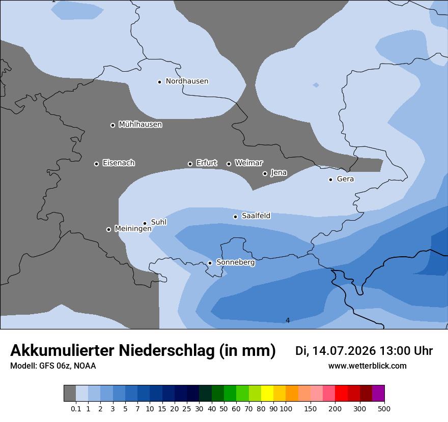 Modellkarte GFS – tot_prec – th
