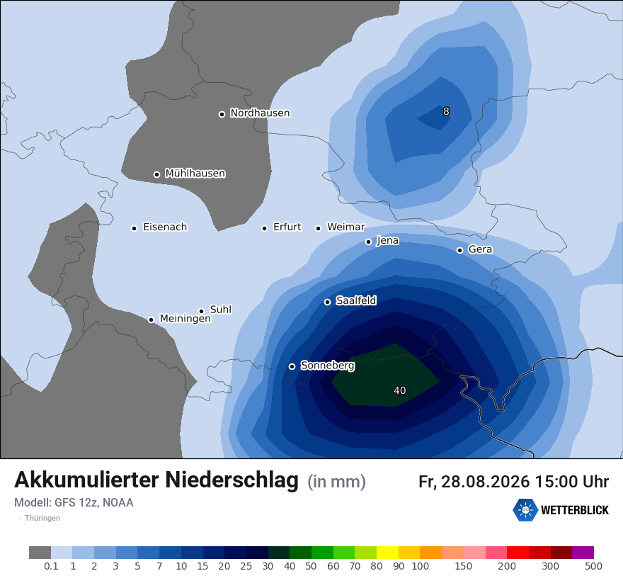 Modellkarte GFS – tot_prec – th