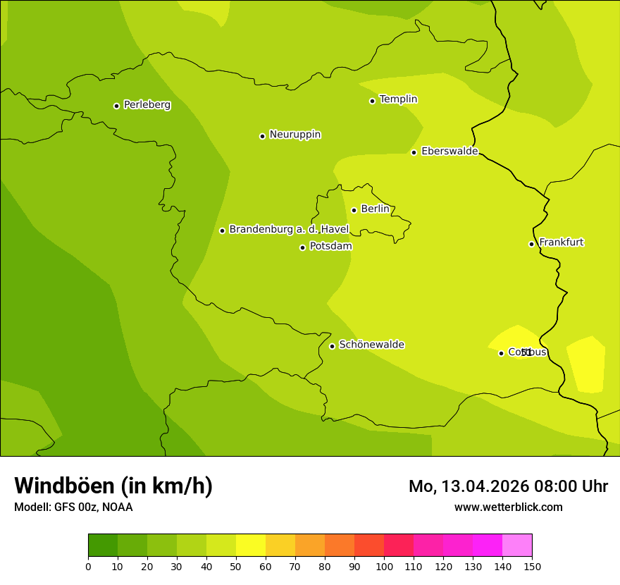 Modellkarte GFS – vmax – bb