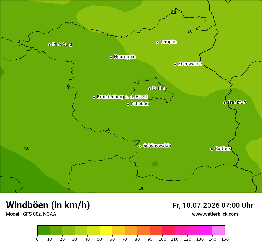 Modellkarte GFS – vmax – bb