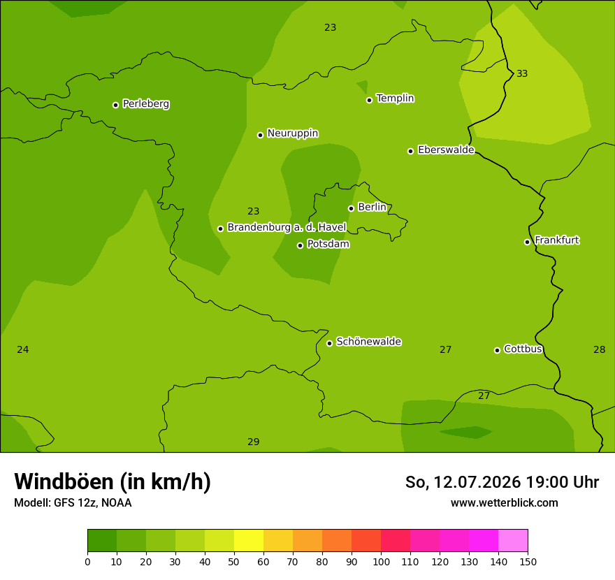 Modellkarte GFS – vmax – bb