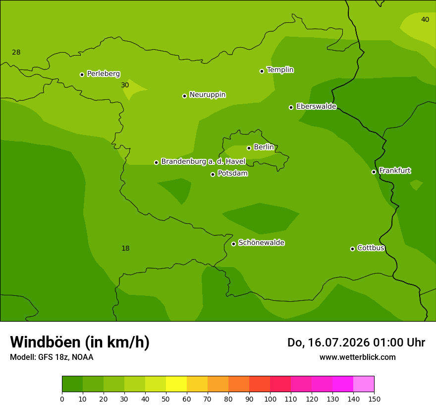 Modellkarte GFS – vmax – bb