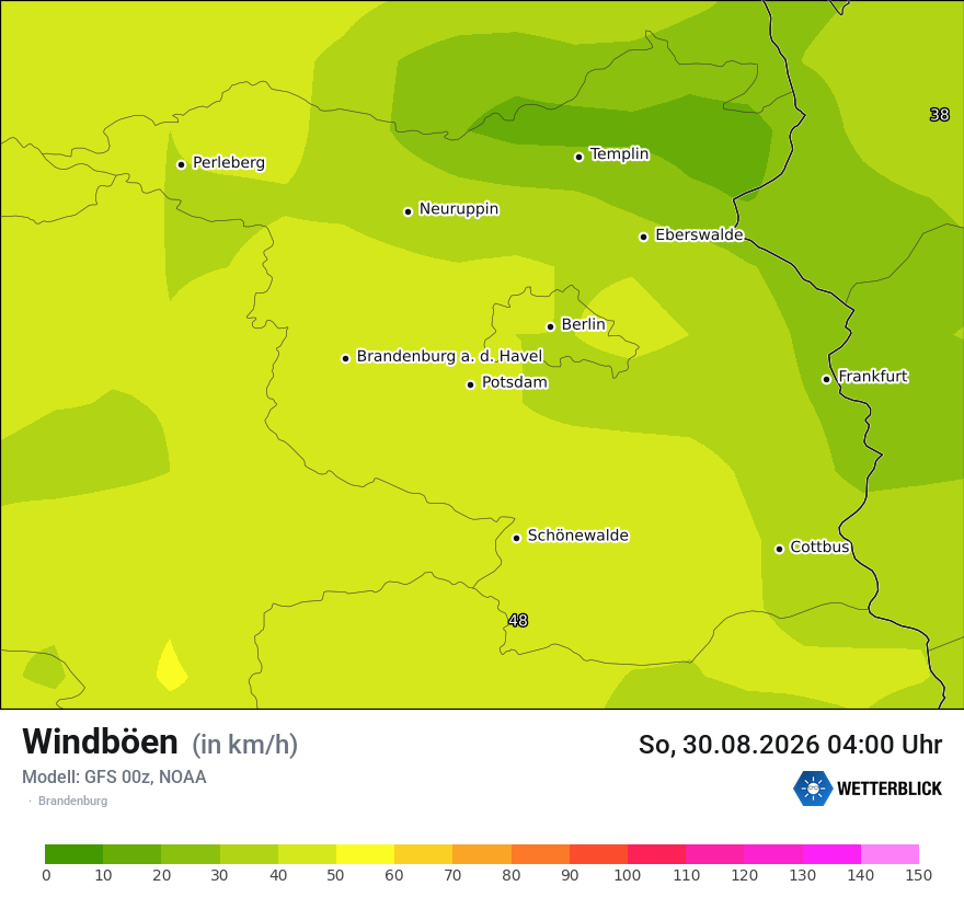 Modellkarte GFS – vmax – bb