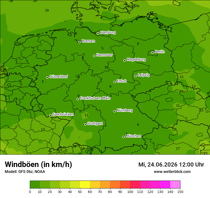 Modellkarte GFS – vmax – deutschland