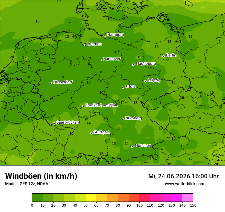 Modellkarte GFS – vmax – deutschland