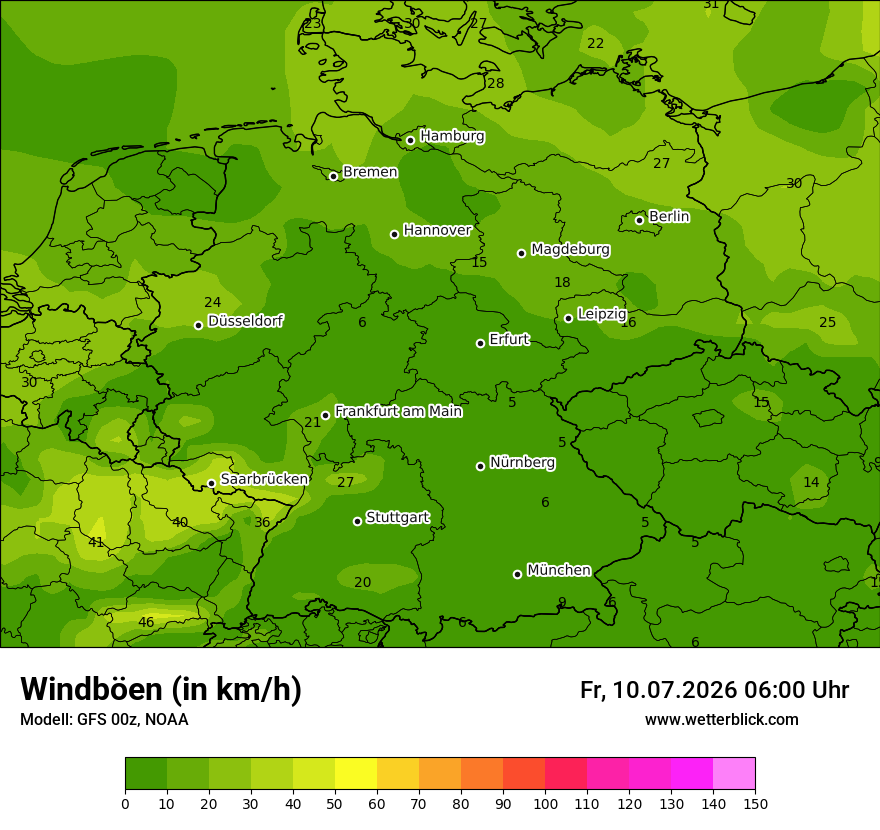 Modellkarte GFS – vmax – deutschland