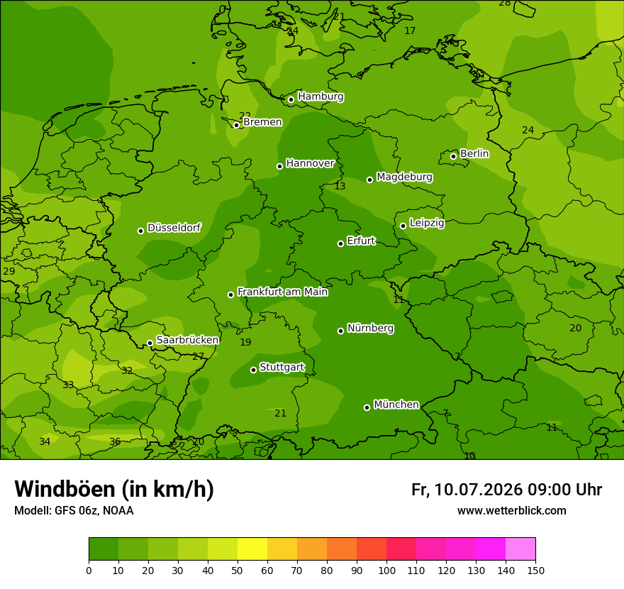 Modellkarte GFS – vmax – deutschland