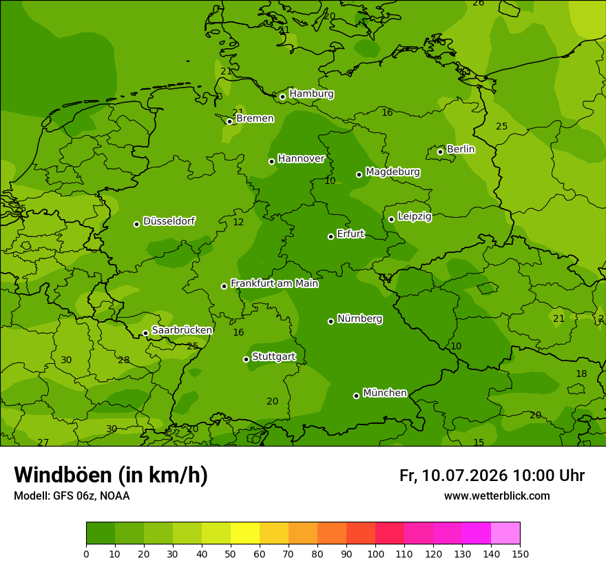 Modellkarte GFS – vmax – deutschland