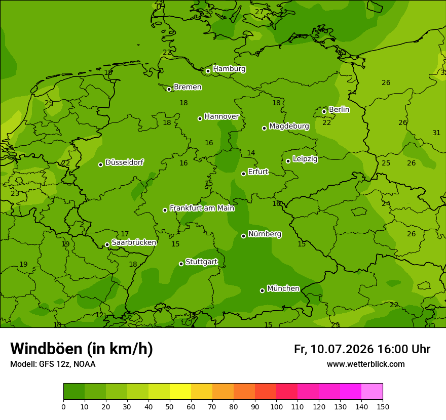 Modellkarte GFS – vmax – deutschland