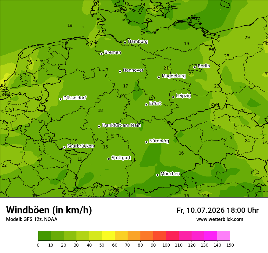 Modellkarte GFS – vmax – deutschland