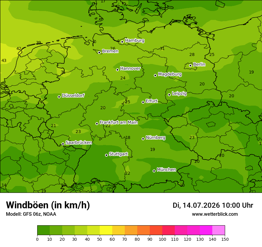 Modellkarte GFS – vmax – deutschland
