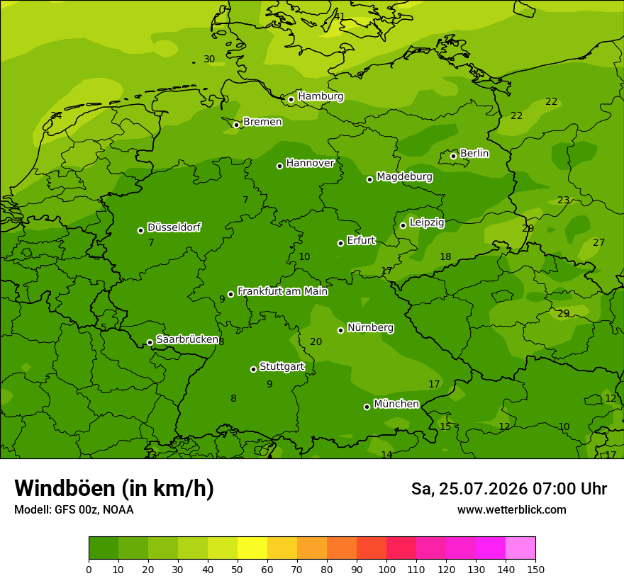 Modellkarte GFS – vmax – deutschland
