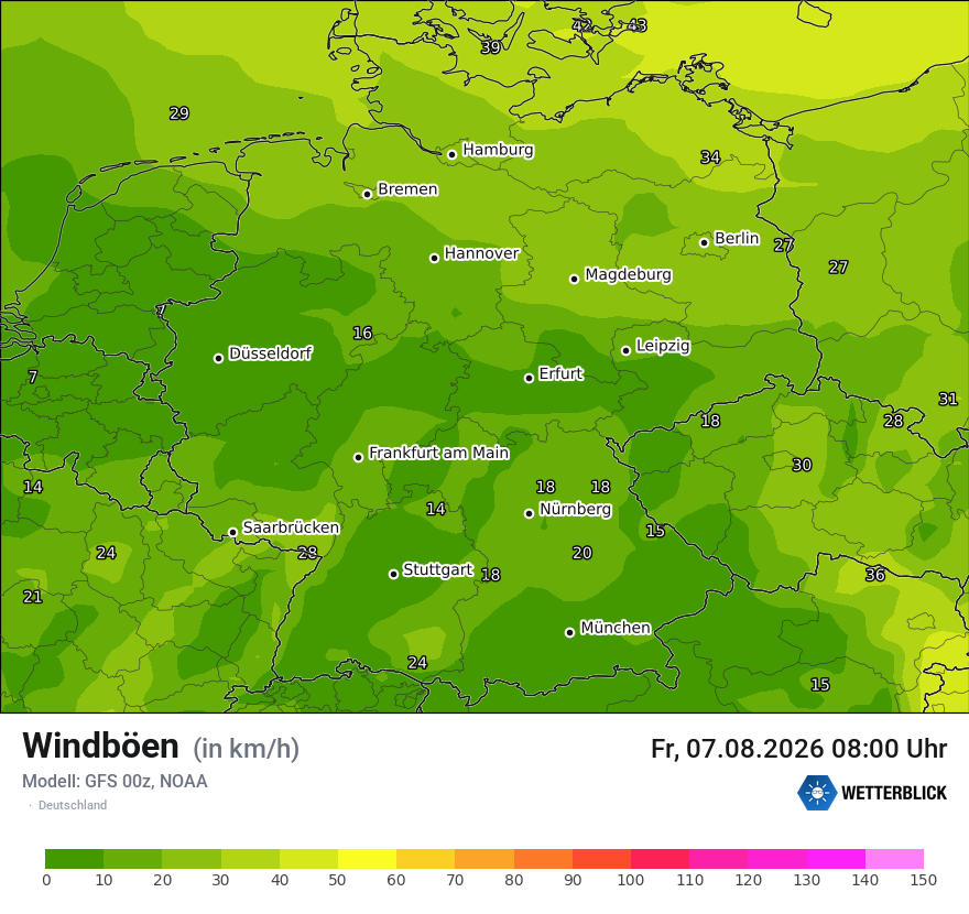 Modellkarte GFS – vmax – deutschland