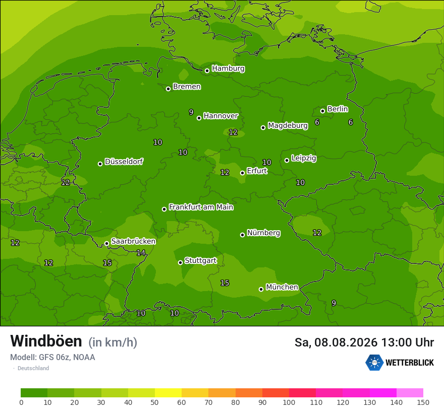 Modellkarte GFS – vmax – deutschland