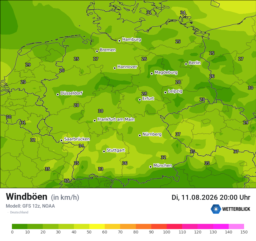 Modellkarte GFS – vmax – deutschland