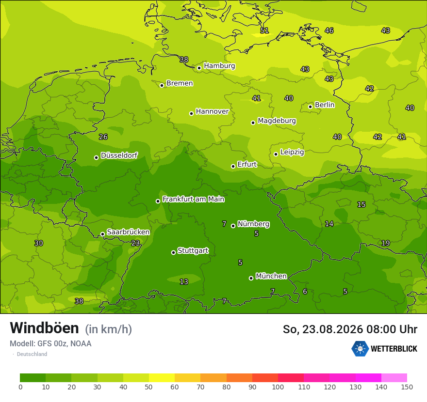 Modellkarte GFS – vmax – deutschland