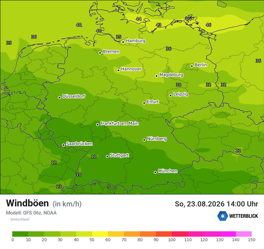 Modellkarte GFS – vmax – deutschland