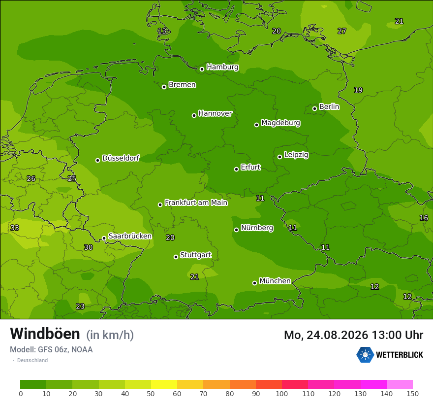Modellkarte GFS – vmax – deutschland