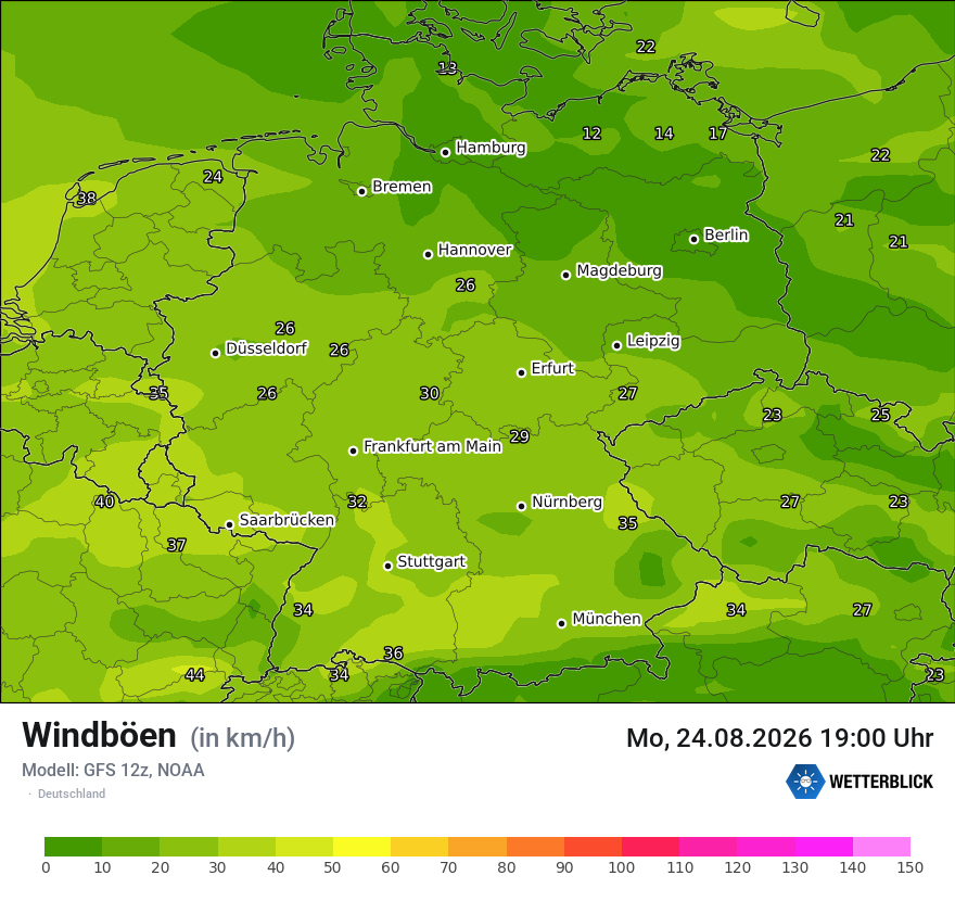 Modellkarte GFS – vmax – deutschland