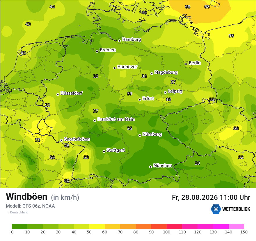 Modellkarte GFS – vmax – deutschland