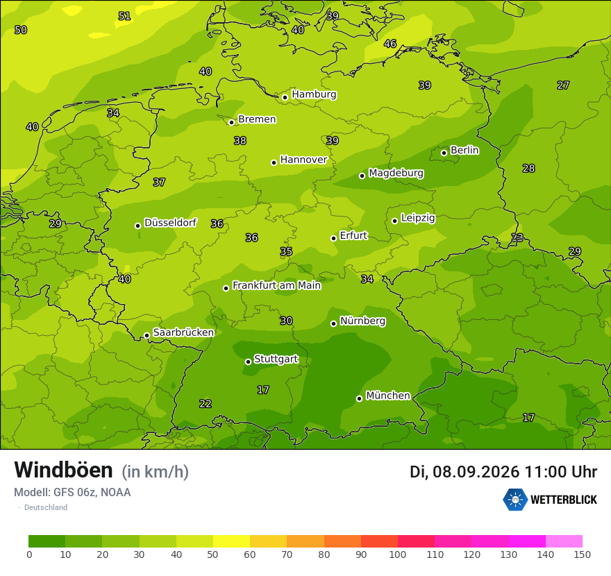 Modellkarte GFS – vmax – deutschland