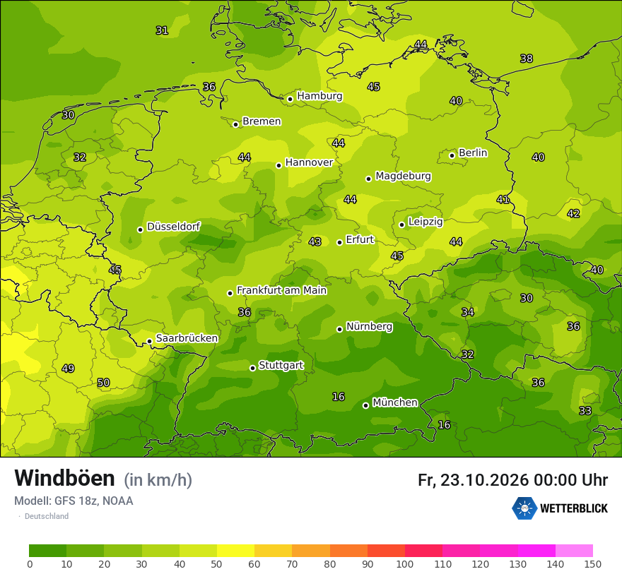 Modellkarte GFS – vmax – deutschland