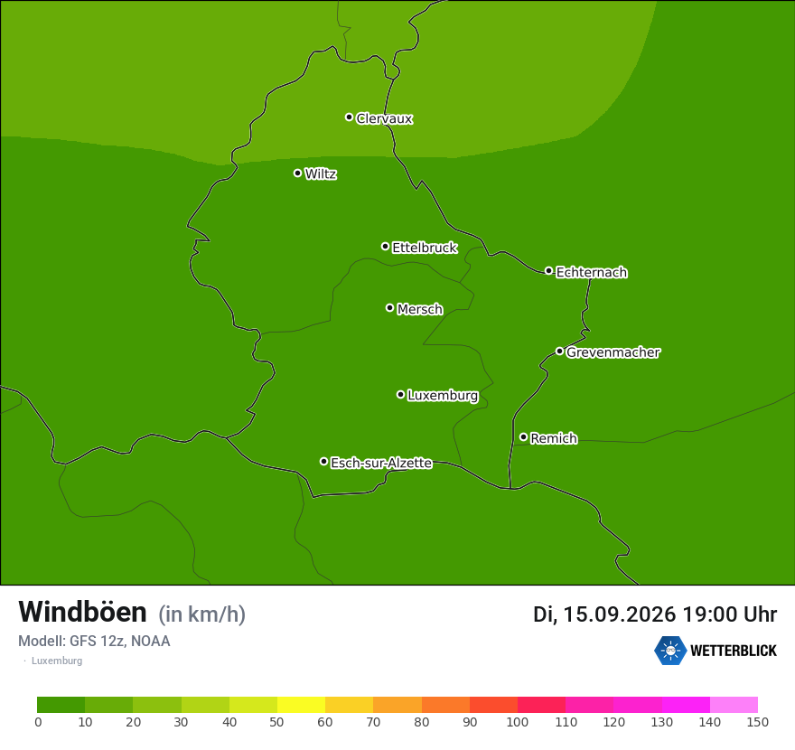 Modellkarte GFS – vmax – luxemburg