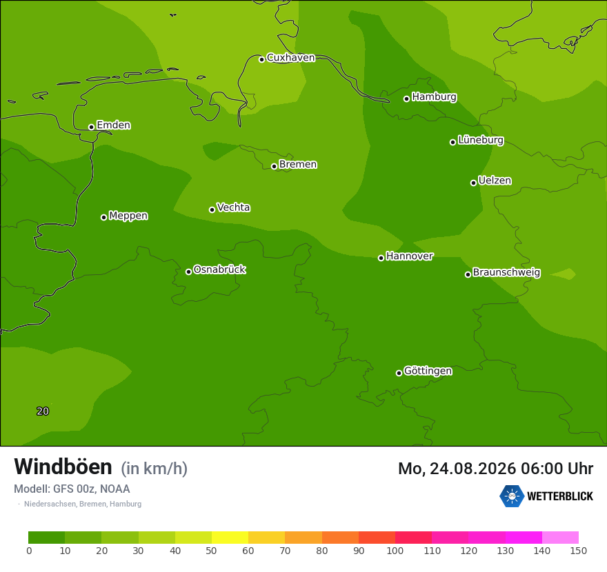 Modellkarte GFS – vmax – ni