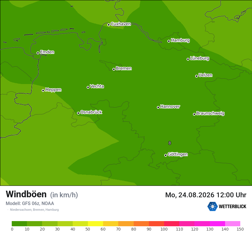 Modellkarte GFS – vmax – ni