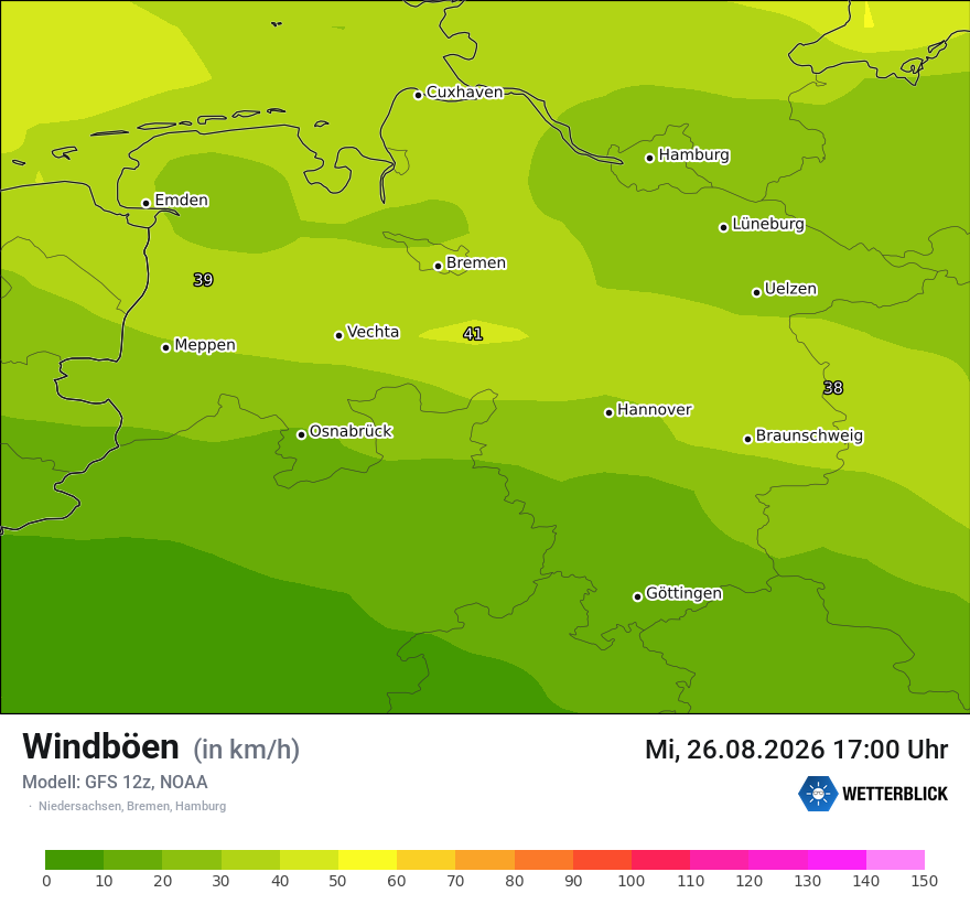 Modellkarte GFS – vmax – ni