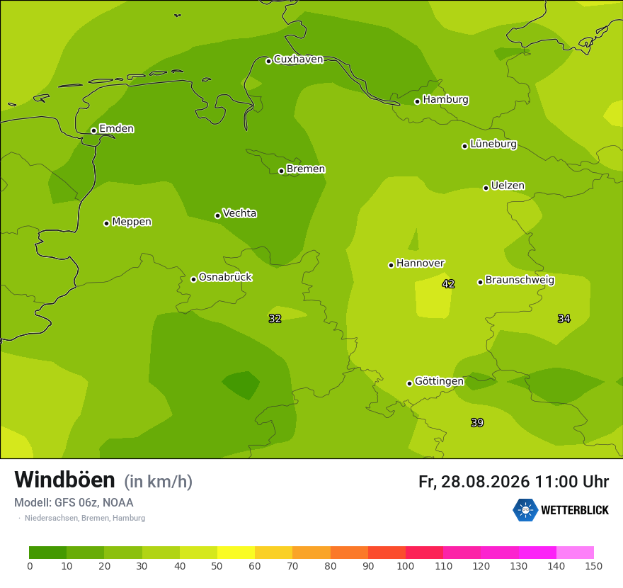 Modellkarte GFS – vmax – ni