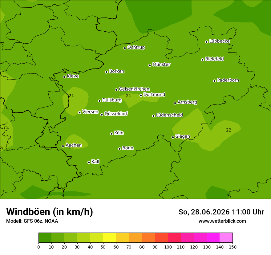 Modellkarte GFS – vmax – nrw