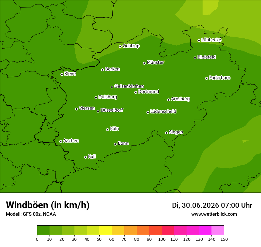 Modellkarte GFS – vmax – nrw