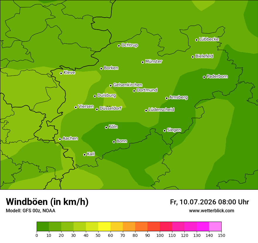 Modellkarte GFS – vmax – nrw