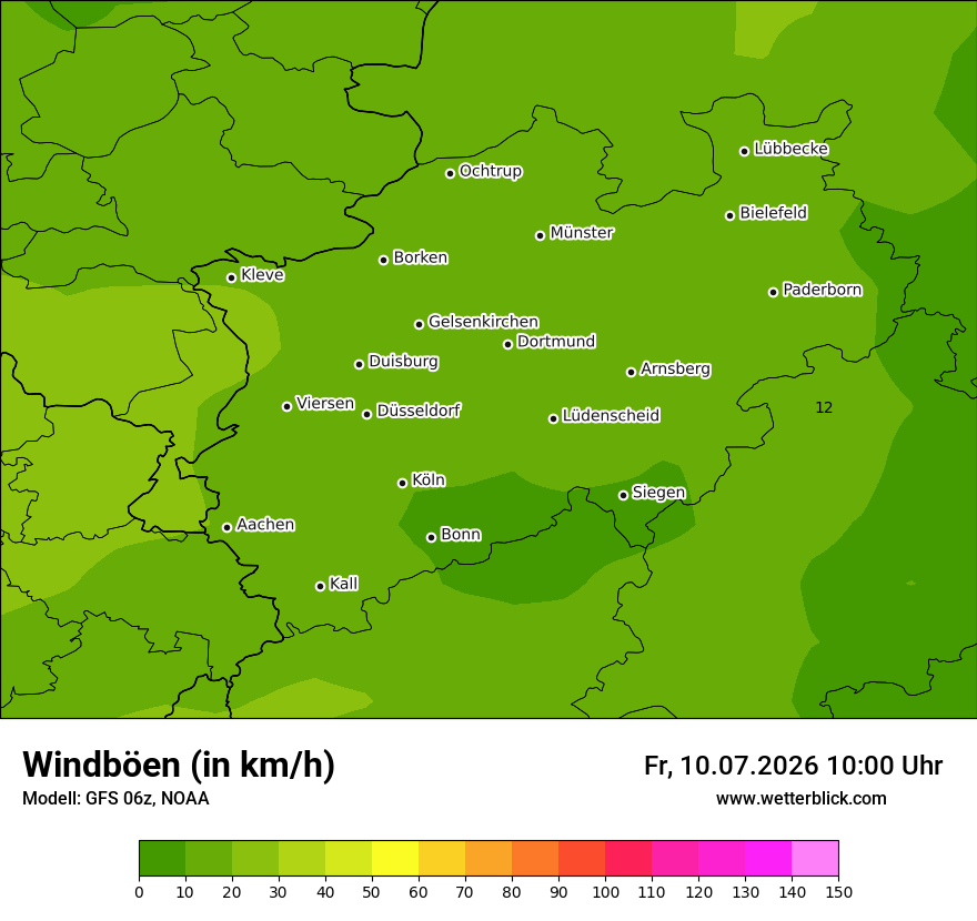 Modellkarte GFS – vmax – nrw