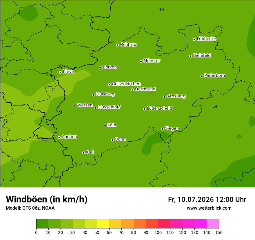 Modellkarte GFS – vmax – nrw